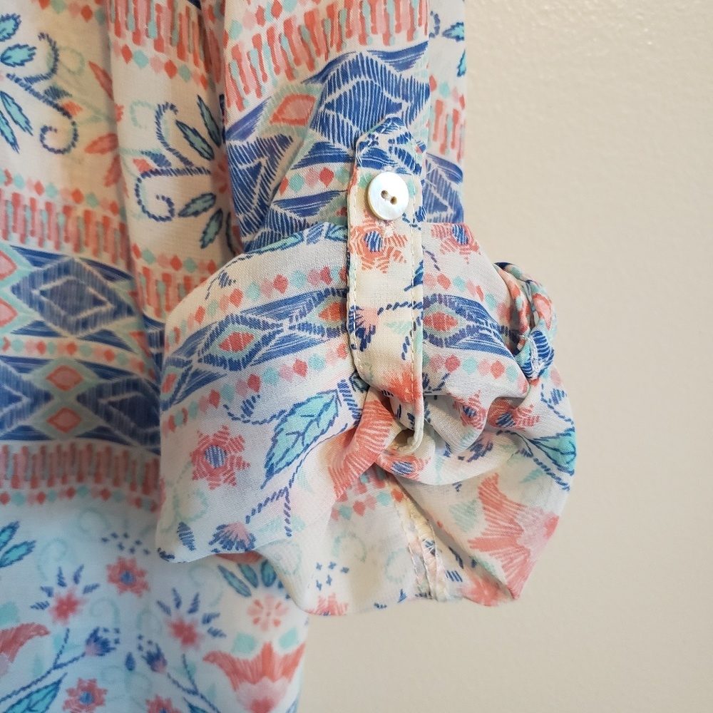 Multi Colored Button Down With Split Back - Picture 3 of 4